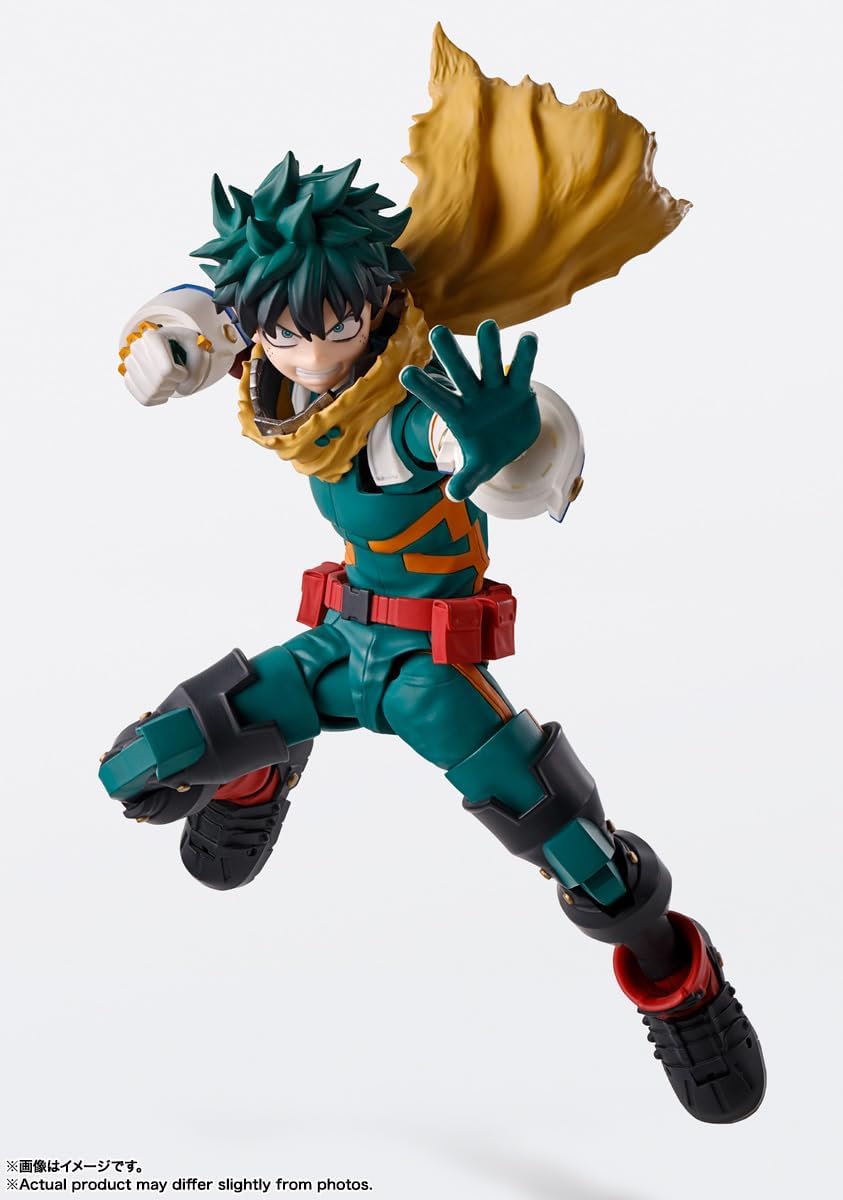 Tamashii Nations my hero academia izuku midoriya s.h.figuarts action figure in green and orange with yellow cape and signature uniform