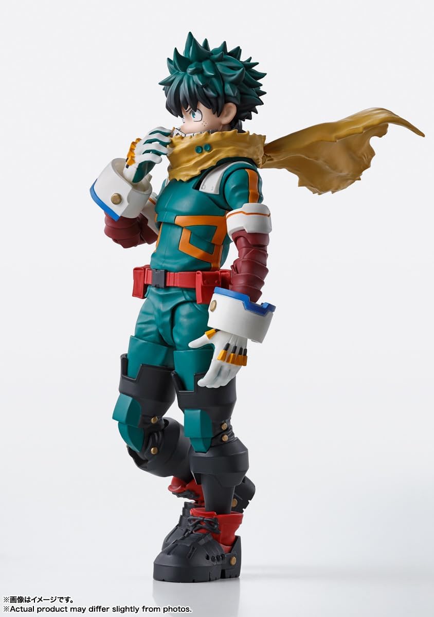 Tamashii Nations my hero academia green-haired Izuku Midoriya S.H.Figuarts action figure with gold cape and detailed armor